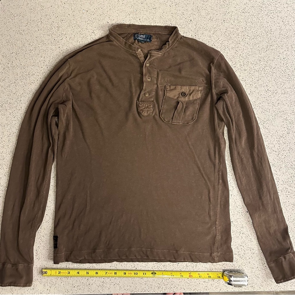 Brown Long Sleeve Polo Shirt